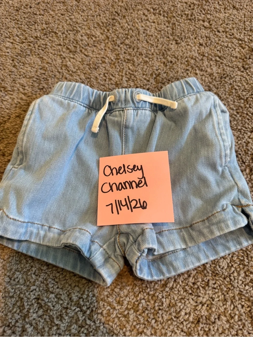 Little Sleepies Blue Girls' Denim-Look Drawstring Shorts